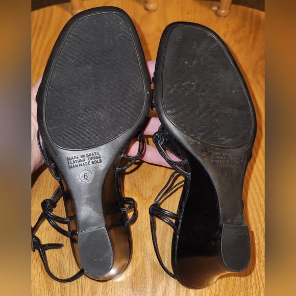 Leather Slingback Black Wedge Heels ETIENNE AIGNER - Picture 7 of 7